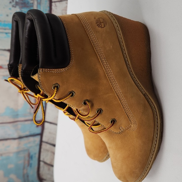 Timberland Leather Earthkeepers Amston 3" Wedge Bootie Wheat - Picture 4 of 6